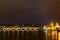 Panorama night view of the light illuminated Charles Bridge ,Prague, Czech Republic