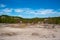 Panorama of Norris geyser basin area at Yellowstone National Park USA