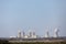 Panorama of a nuclear power plant. environmental pollution