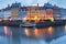 Panorama of Nyhavn in Copenhagen, Denmark.