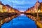 Panorama of Nyhavn in Copenhagen, Denmark.