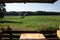 Panorama of the obedska bara wetlandwith a focus on its meadow, a swamp with a plain grass in summer. Obedska bara is a forest and