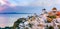 Panorama of Oia at sunset, Santorini, Greece