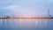 Panorama oil refinery power plant river front at twilight