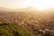 Panorama of old and cultural city of Prizren, Kosovo in the evening sunshine