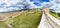 Panorama of Old fortress ruins of tzar Samuel in Ohrid in a beautiful summer day