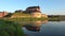 Panorama of old fortress on the shore of lake Vanajavesi. Hameenlinna, Finland