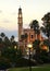 Panorama of old Jaffa at sunset Saint Peter Church evening July