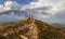 Panorama of old observatory ruins at Carpathian mountains