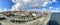 Panorama of the old town and docks at Lisbon Portugal