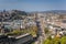 Panorama of old town Edinburgh with Princess street against castle in Scotland