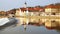 Panorama of old town with Lech River. Landsberg am Lech