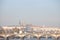 Panorama of the Old Town of Prague, Czech Republic, with a focus on Palackevo Most bridge and the Prague Castle Hrad Praha