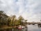 Panorama of the Old Town of Prague, Czech Republic, with focus Prague Castle Prazsky hrad seen from the Vltava river in autumn.