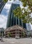 Panorama of old Victorian brick building in front of modern highrise skyscraper in Perth