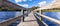 Panorama of an old wharf on a freshwater lake, Florida