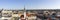 Panorama of Olomouc city\'s Upper square and the Astronomical clock on Olomouc Town Hall