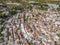 Panorama. The Omodos settlement, with a view of the Holy Cross monastery The Monastery of Timios and Zoopoi Stavros. Cyprus.