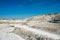 Panorama of open-cast quarry, limestone mining