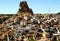 Panorama of Ortahisar city with its castle in Cappadocia, Turkey