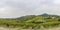 Panorama over the hills with vineyards and castle Brolio in Tuscany in Italy