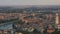 Panorama overlooking historical part of old city with several towers and river