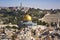 Panorama overlooking the Old city of Jerusalem, Israel, including the Dome of the Rock