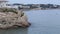 Panorama overlooking the sea and the beach at sunset