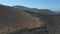 panorama overview black lava field at volcano Fantastic aerial view flight drone