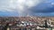 panorama overview cloud double rainbow over berlin. Great aerial top view drone