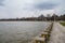 Panorama of Palic Lake, or Palicko Jezero, in Palic, Serbia, with the Velika Terasa, or Grand Terrace main building