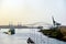 Panorama of the Panama Canal bridge in Balboa.