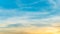 Panorama or panoramic photo of blue sky and white clouds or cloudscape at sunset time