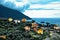 Panorama of Paradiso gulf hills with colored houses, Genova, Liguria