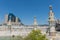 Panorama of Parc de l`Espanya Industrial in summer day. In the b