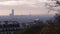 Panorama of Paris from the Montmartre hill. View of the city and the roofs on an autumn day