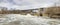 Panorama of Paris, Ontario, Canada with train and railway bridge