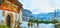 Panorama of Parish Church graveyard, Hallstatt, Salzkammergut, Austria