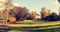 Panorama of the park in Falkirk, beautiful Autumn