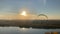 Panorama from the park `Switzerland` in Nizhny Novgorod with a paraglider