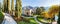 Panorama of the park of Villa Balbianello in Lenno, Lake Como