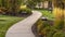Panorama Paved walkway through a landscaped garden day