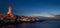 Panorama Peggys Cove\'s Lighthouse at Dusk