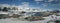 Panorama - penguin colonies, cruise ship & tourists