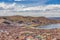 Panorama of peruvian city Puno and lake Titicaca