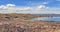 Panorama of peruvian city Puno and lake Titicaca