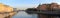 Panorama Petrograd canal at sunset. Saint-Petersburg, Russia