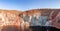 Panorama of PeÃ±a del Hierro open mine pit. Deep excavation of pyrite and extraction of minerals of copper and gold in