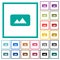 Panorama picture flat color icons with quadrant frames