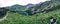 Panorama picture of Rohacske plesa alpine lake in Western Tatras mountains, Slovakia, Eastern Europe